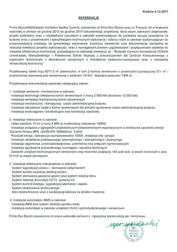 List referencyjny: Skoczek & Wojdacki Architekci, 2017